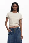 Desigual Rhinestone Embellished Cotton Graphic T-shirt In White