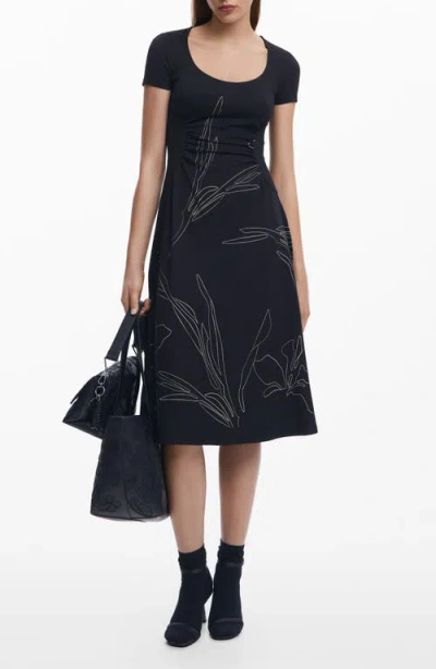 Desigual A-line Midi Dress In Black