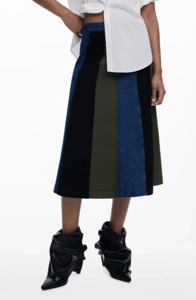Desigual A-line Panel Skirt In Brown