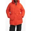 Desigual Aarhus Embroidered Quilted Coat With Removable Hood In Orange