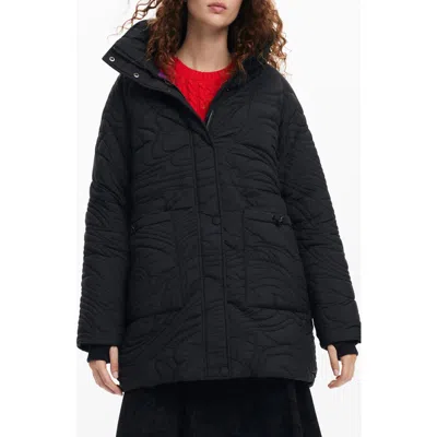 Desigual Aarhus Quilted Coat In Black