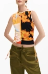 Desigual Abstract Floral Drawstring Tank In Multi