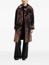Desigual Abstract-pattern Double-breasted Coat In Burgundy