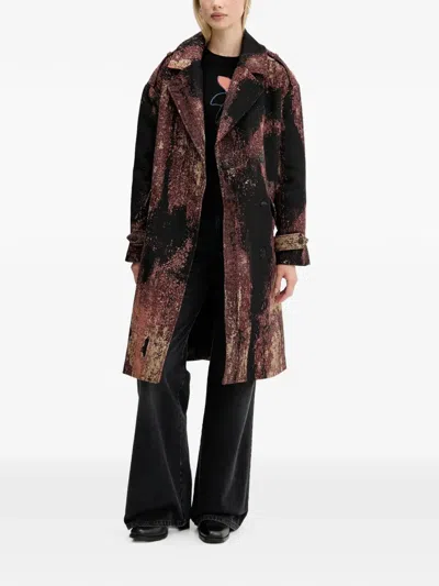 DESIGUAL ABSTRACT-PATTERN DOUBLE-BREASTED COAT