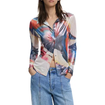 Desigual Abstract Print Button-up Shirt In Multi