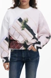 Desigual Abstract Print Crewneck Sweatshirt In White Multi