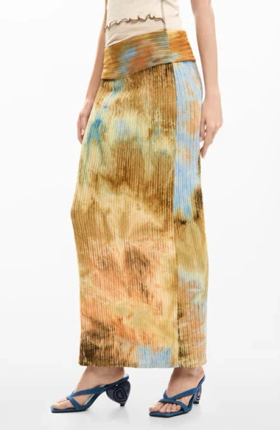 Desigual Abstract Print Midi Skirt In Multi