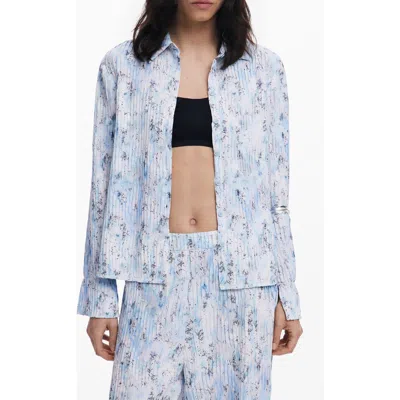 DESIGUAL DESIGUAL ABSTRACT PRINT PLISSÉ BUTTON-UP SHIRT