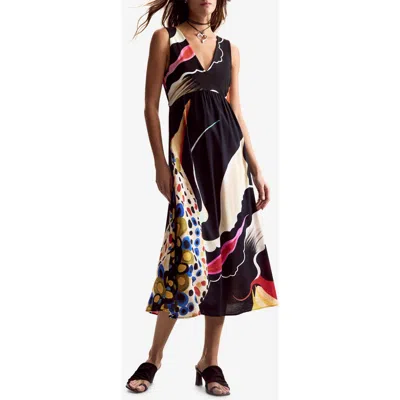 Desigual Abstract Print Sleeveless A-line Dress In Black
