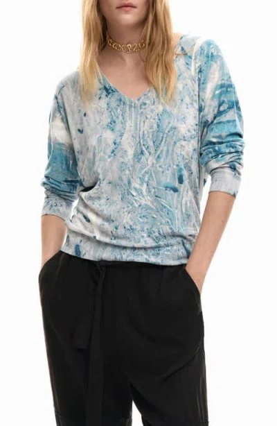 Desigual Abstract Print Sweater In Multi