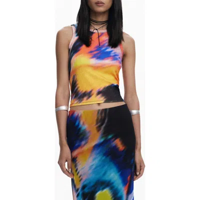 Desigual Abstract Print Tank In Black