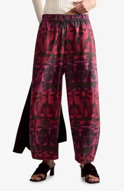 Desigual Abstract Print Wide Leg Pants In Pink