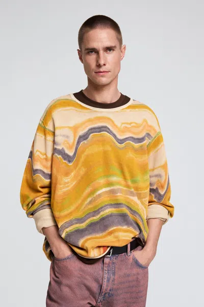 Desigual Abstract Printed Sweater In Yellow