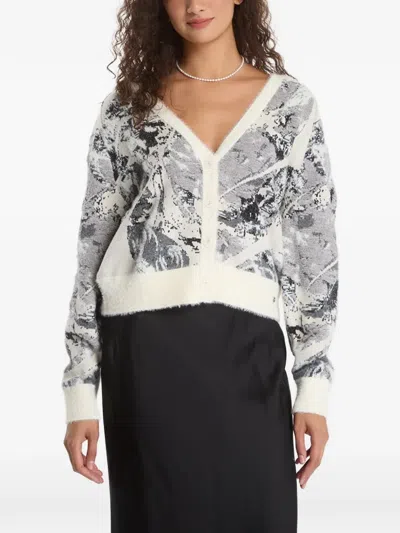 Desigual Abstract-print Cardigan In White