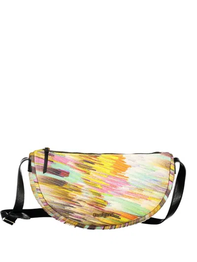 Desigual Abstract-print Half-moon Belt Bag In Red