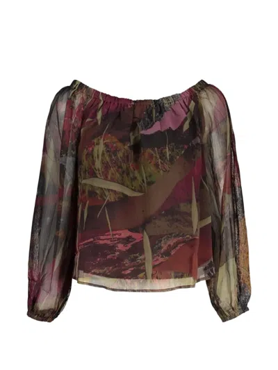 Desigual Abstract-print Off-shoulder Blouse In Multi