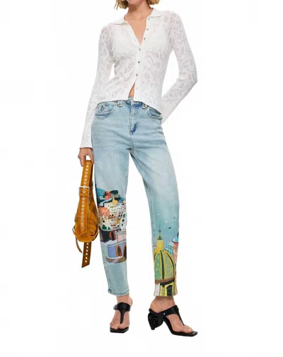 Desigual Amalfi Balloon Jeans In Multicolor In Blue