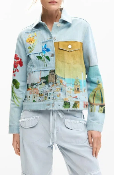 Desigual Amalfi Denim Trucker Jacket In Blue