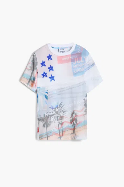 Desigual American Magic Printed T-shirt In White