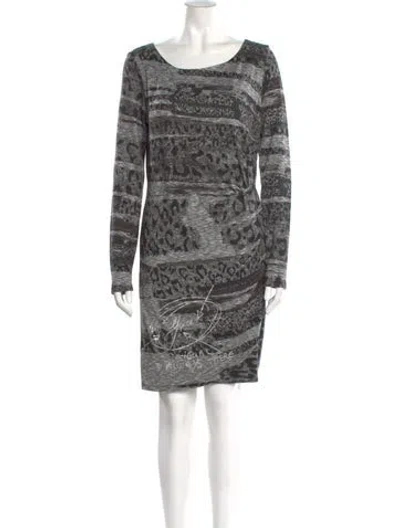 Pre-owned Desigual Animal Print Knee-length Dress In Gray