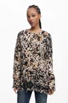 Desigual Animal Print Sweater In Material Finishes
