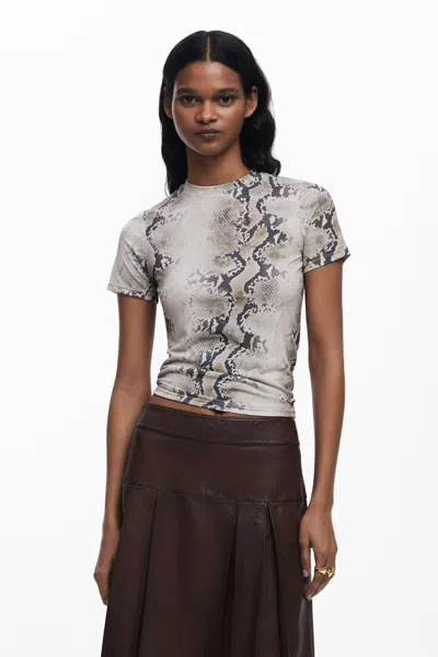 Desigual Animal Print T-shirt In Brown