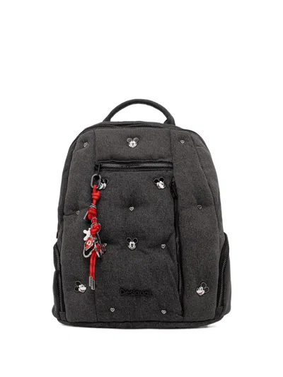 Desigual Appliqué-detail Quilted-effect Backpack In Gray