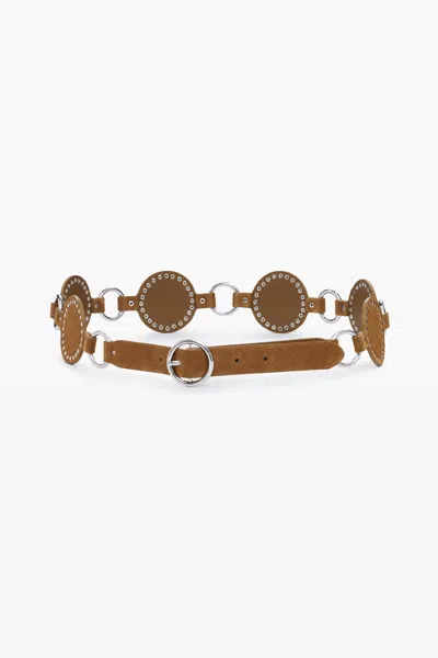 Desigual Articulated Leather Belt In Brown