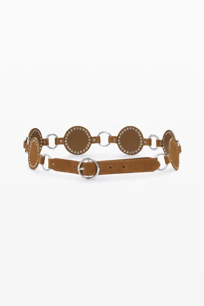 Desigual Articulated Leather Belt In Brown