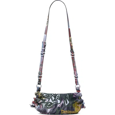 Desigual Arty Print Crossbody Bag In Gray