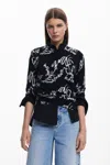 Desigual Arty Print Sweater In Black