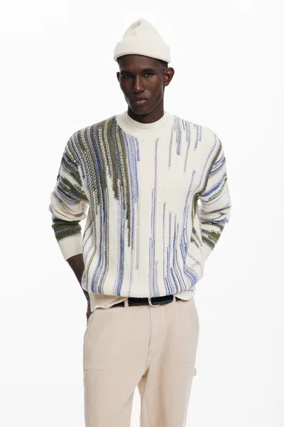 Desigual Arty Print Sweater In White