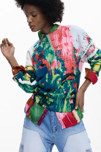 Desigual Arty Printed Sweater In Multi