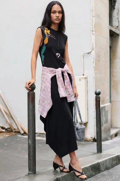 Desigual Asymmetric Floral Dress In Black