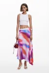 Desigual Asymmetric Long Gradient Skirt In Material Finishes