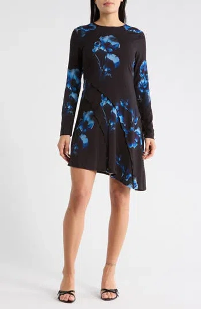 Desigual Asymmetric Long Sleeve Dress In Black