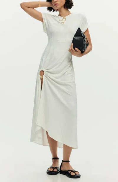Desigual Asymmetric Short Sleeve Dress In White