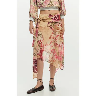 Desigual Asymmetric Skirt In Brown