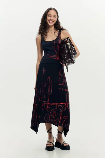 Desigual Asymmetric Sleeveless Dress In Black