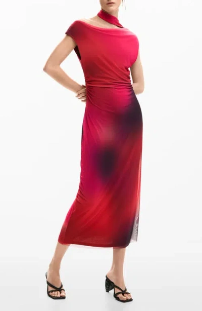 Desigual Asymmetric Sleeveless Dress In Red