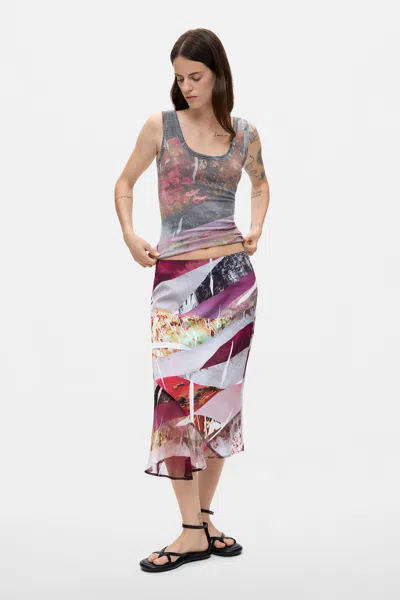 Desigual Asymmetrical Printed Skirt In Multi