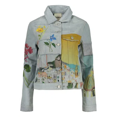 Desigual Azzurro Cotton Women Jacket In Gray