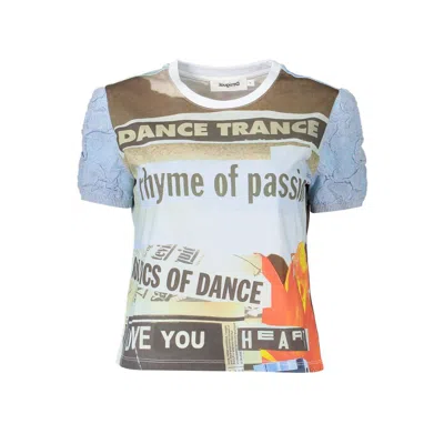 Desigual Azzurro Cotton Women T-shirt In Blue