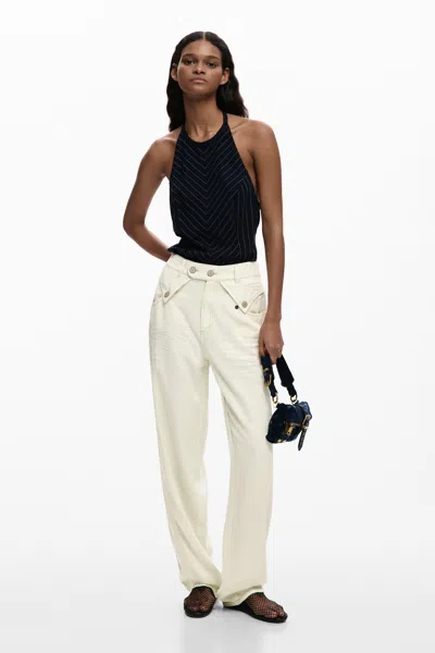 Desigual Baggy Pants Buttons In White