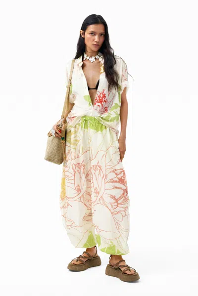 Desigual Balloon Pants 100% Cotton In Green