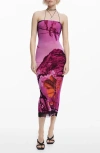 Desigual Bandeau Body-con Midi Dress In Purple