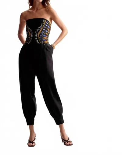 Desigual Bandeau Neckline Long Jumpsuit In Opart In Black