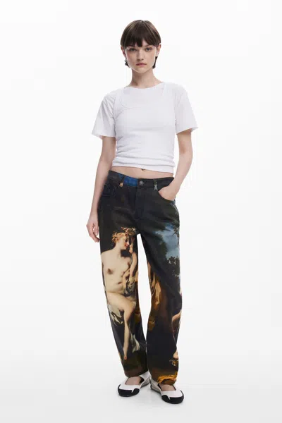Desigual Baroque Baggy Jeans In Blue