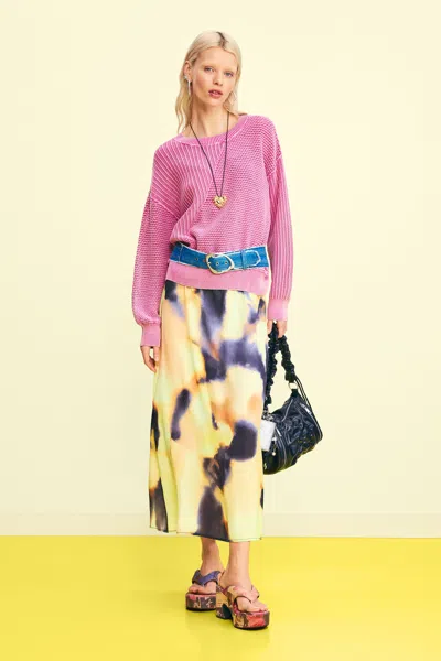 Desigual Basic Knit Sweater In Pink