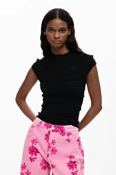 Desigual Basic Short-sleeved T-shirt In Black